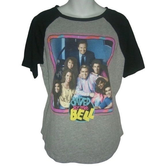 Mighty Fine Tee Shirt Saved By The Bell Raglan Retro 90's Gray Kidcore Kawaii M - Picture 6 of 6